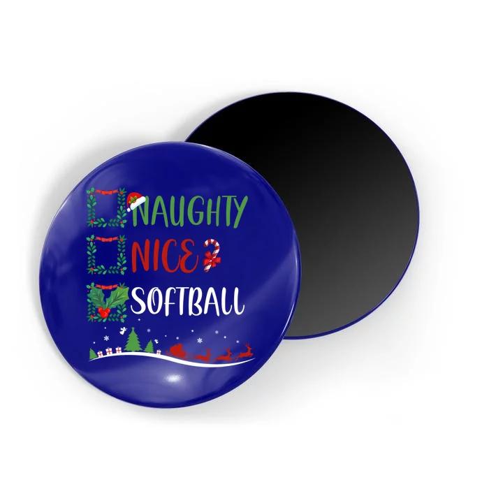 Nice Naughty Softball Christmas Matching Santa Hat Gift Magnet