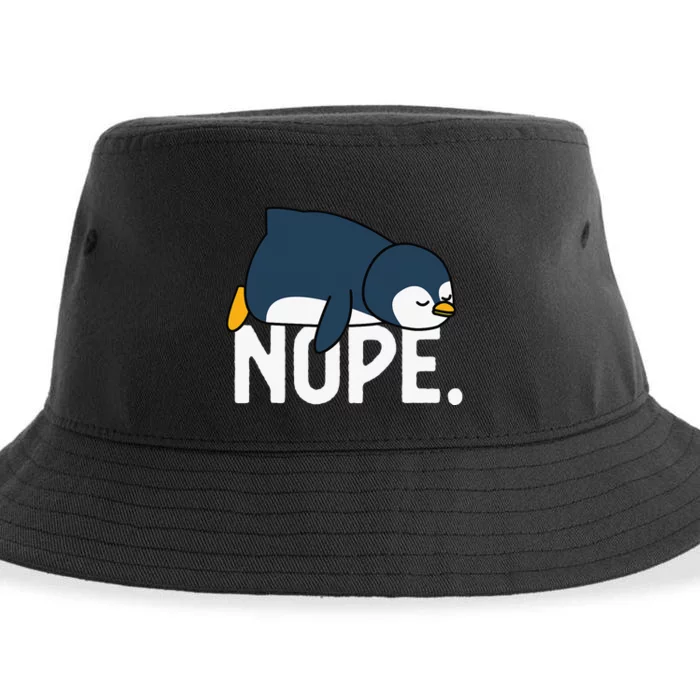 Nope Not Today Lazy Penguin Funny animal Lover Sustainable Bucket Hat