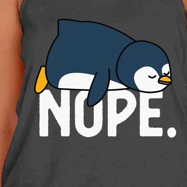 Nope Not Today Lazy Penguin Funny animal Lover Women's Knotted Racerback Tank