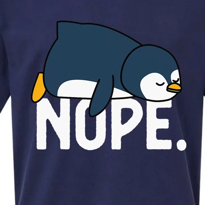 Nope Not Today Lazy Penguin Funny animal Lover Sueded Cloud Jersey T-Shirt