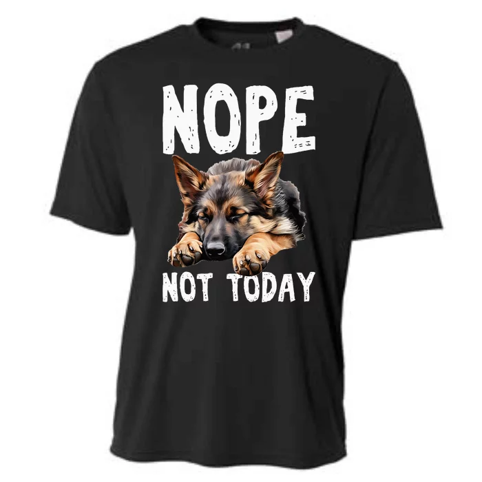 Nope Not Today Lazy Dog Funny German Shepherd Cooling Performance Crew T-Shirt