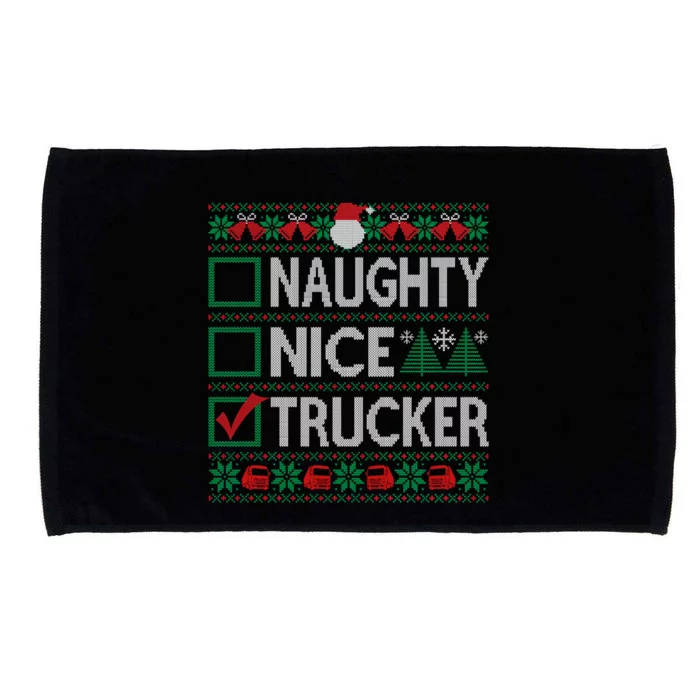 Naughty Nice Trucker Christmas List Ugly Sweater Party Cute Gift Microfiber Hand Towel