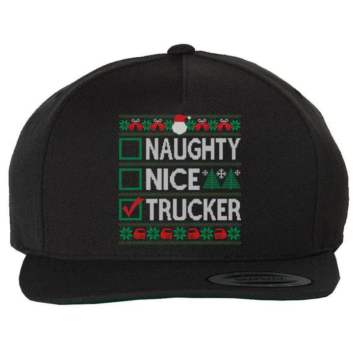 Naughty Nice Trucker Christmas List Ugly Sweater Party Cute Gift Wool Snapback Cap