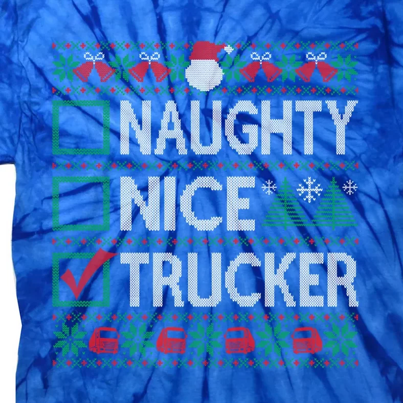 Naughty Nice Trucker Christmas List Ugly Sweater Party Cute Gift Tie-Dye T-Shirt