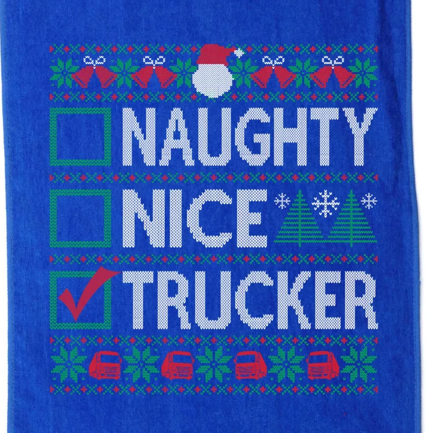 Naughty Nice Trucker Christmas List Ugly Sweater Party Cute Gift Platinum Collection Golf Towel