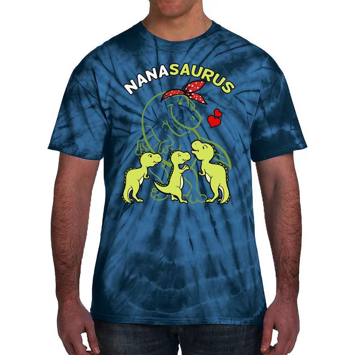 Nanasaurus Nana Tyrannosaurus Dinosaur Mother's Day Tie-Dye T-Shirt