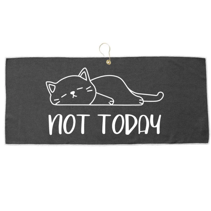 Nope, Not Today Funny Lazy Cat Meme Large Microfiber Waffle Golf Towel