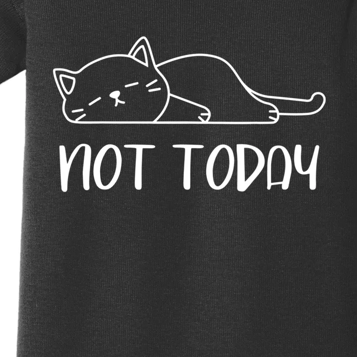 Nope, Not Today Funny Lazy Cat Meme Baby Bodysuit