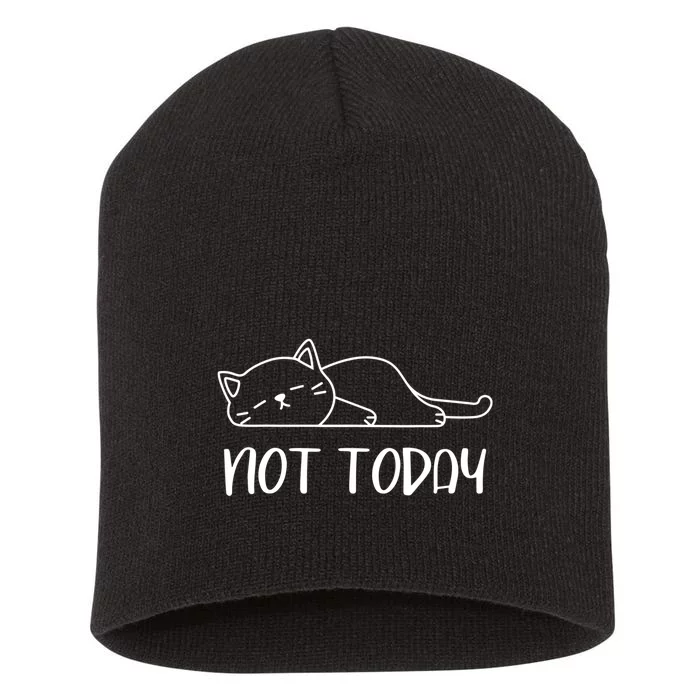 Nope, Not Today Funny Lazy Cat Meme Short Acrylic Beanie