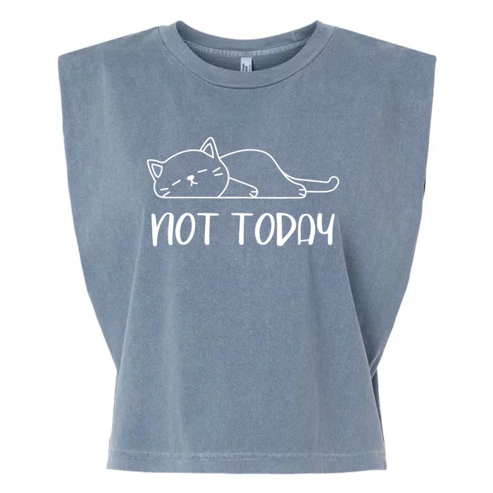 Nope, Not Today Funny Lazy Cat Meme Garment-Dyed Women's Muscle Tee