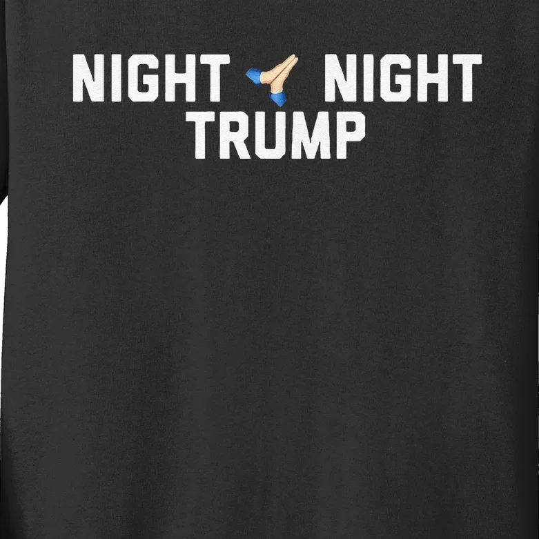 Night Night Trump Time For Kamala Harris Kids Long Sleeve Shirt