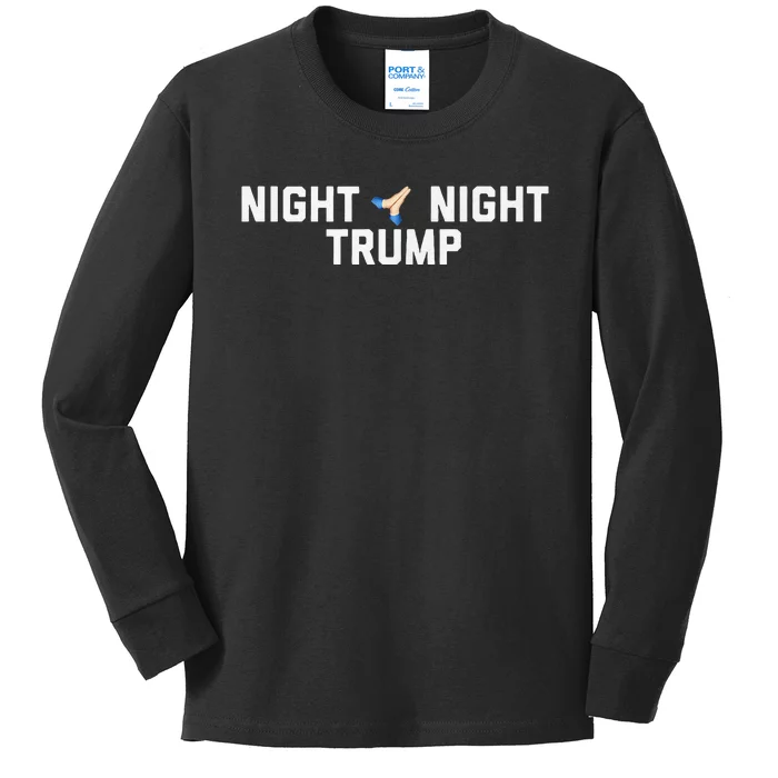 Night Night Trump Time For Kamala Harris Kids Long Sleeve Shirt