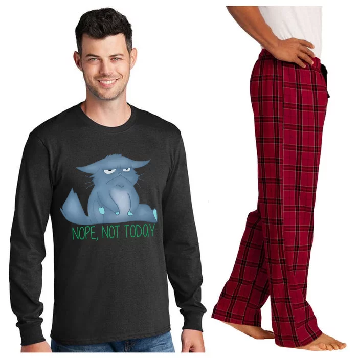 Nope Not Today Bad Mood Grumpy Gift Long Sleeve Pajama Set