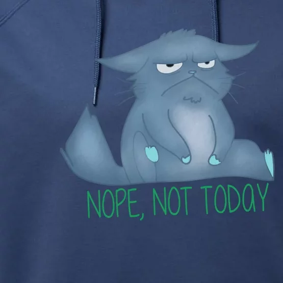 Nope Not Today Bad Mood Grumpy Gift Performance Fleece Hoodie