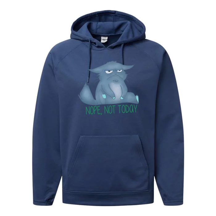 Nope Not Today Bad Mood Grumpy Gift Performance Fleece Hoodie