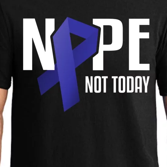 Nope Not Today Colon Cancer Gift Blue Support Ribbon Pajama Set