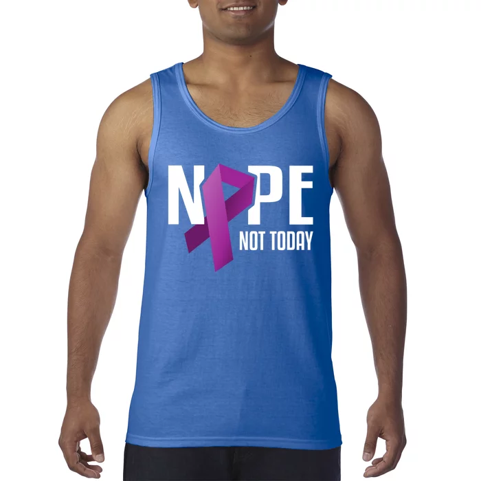 Nope Not Today Pancreatic Cancer Purple Support Ribbon Gift Tank Top