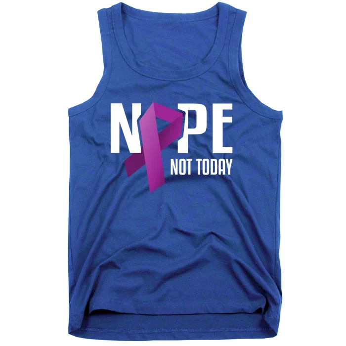 Nope Not Today Pancreatic Cancer Purple Support Ribbon Gift Tank Top