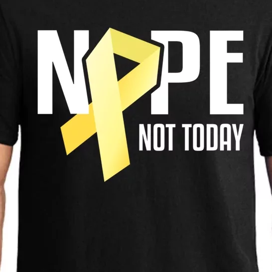 Nope Not Today Sarcoma Bone Cancer Yellow Support Ribbon Cool Gift Pajama Set