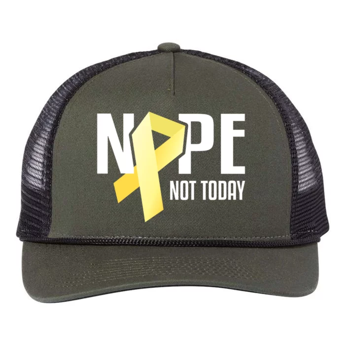 Nope Not Today Sarcoma Bone Cancer Yellow Support Ribbon Cool Gift Retro Rope Trucker Hat Cap