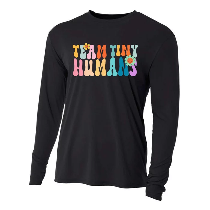 NICU Nurse Team Tiny Humans Neonatal ICU Vintage Groovy Cooling Performance Long Sleeve Crew