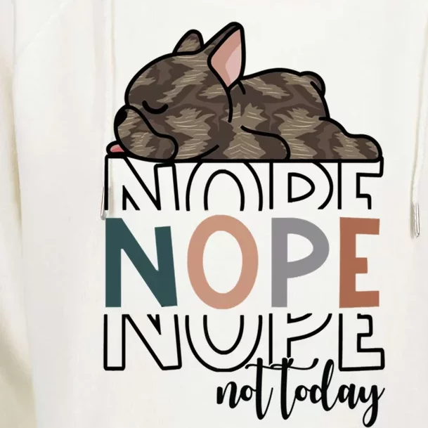 Nope Not Today Brindle French Bulldog Funny Dog Owner Gift Womens Funnel Neck Pullover Hood