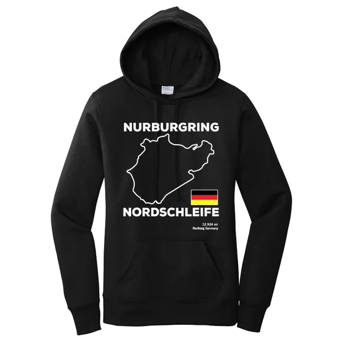 Nurburgring Nordschleife Track Outline Race Fan Funny Quote Women's Pullover Hoodie