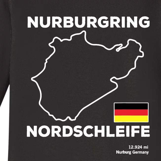 Nurburgring Nordschleife Track Outline Race Fan Funny Quote Baby Long Sleeve Bodysuit