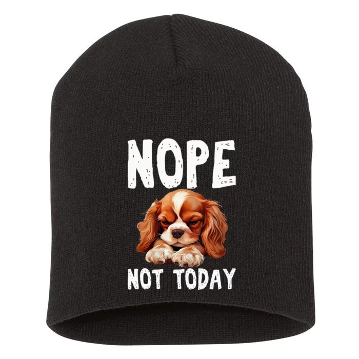 Nope Not Today Lazy Dog Funny Cavalier King Charles Spaniel Short Acrylic Beanie