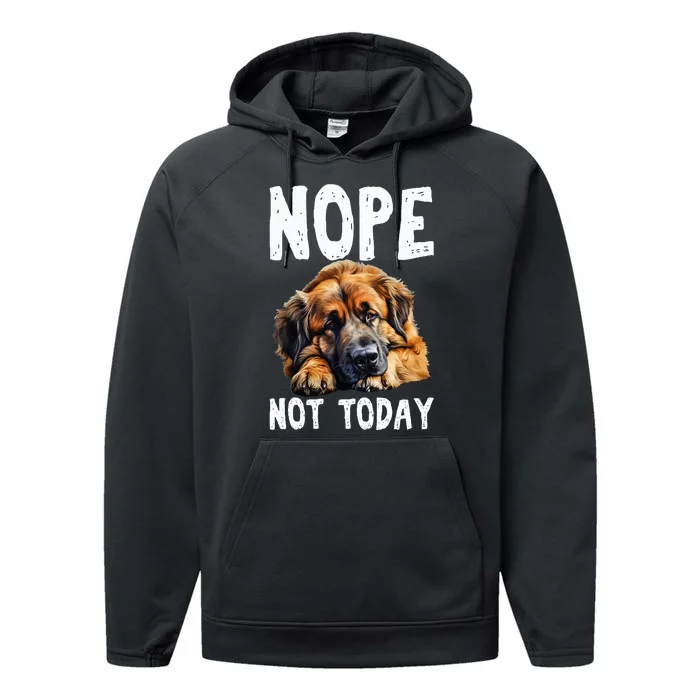 Nope Not Today Lazy Dog Funny Leonberger Performance Fleece Hoodie