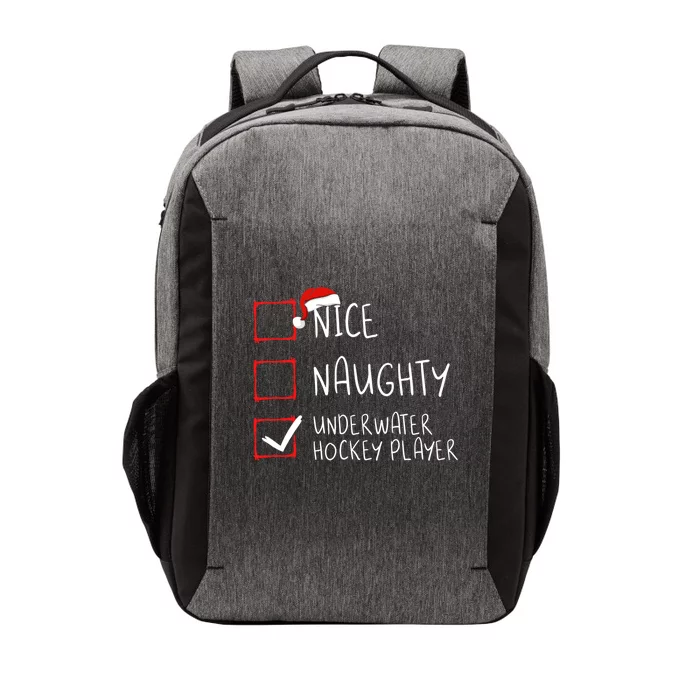 Nice Naughty Underwater Hockey Player List Christmas Santa Gift Vector Backpack