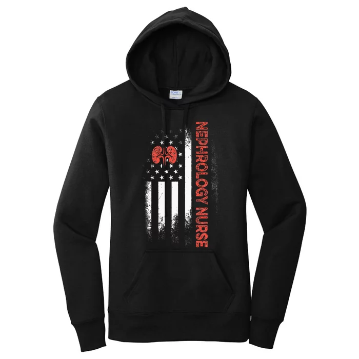 Nephrology Nurse USA Flag Dialysis Nursing RN Women's Pullover Hoodie