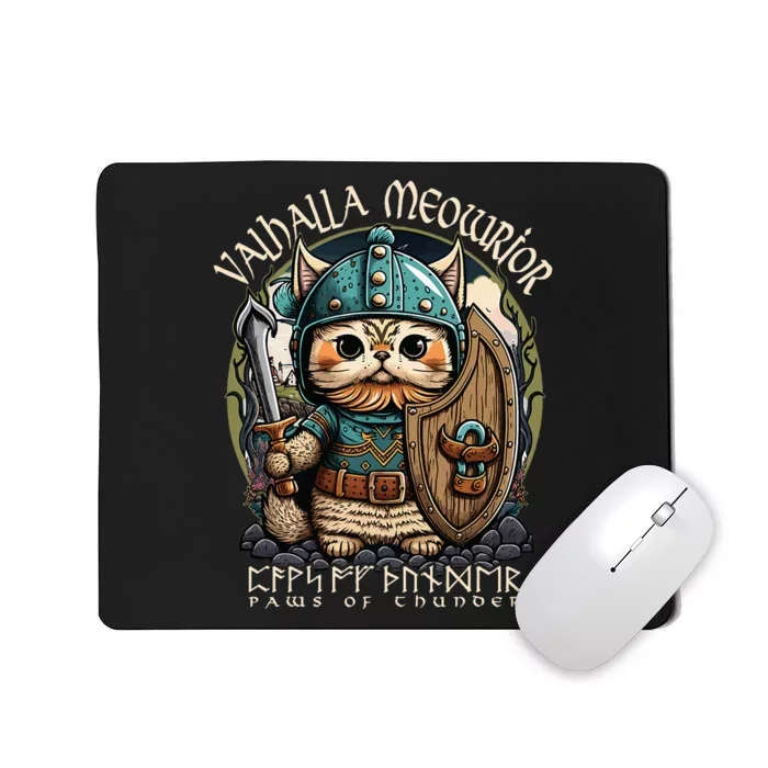 Nordic Norse Viking Cat Warrior Mousepad