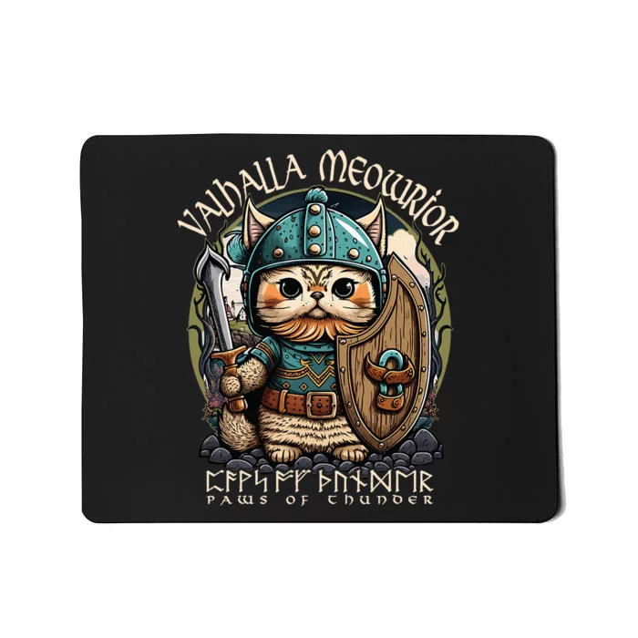 Nordic Norse Viking Cat Warrior Mousepad