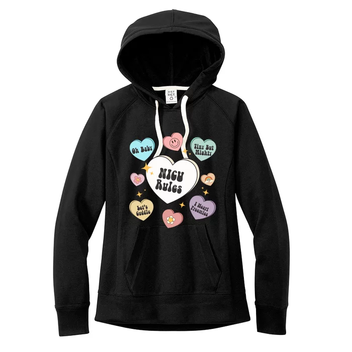 Neonatal Nurse Valentine's Day Heart Candy Nicu Gift Women's Fleece Hoodie