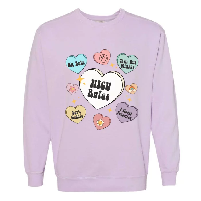 Neonatal Nurse Valentine's Day Heart Candy Nicu Gift Garment-Dyed Sweatshirt