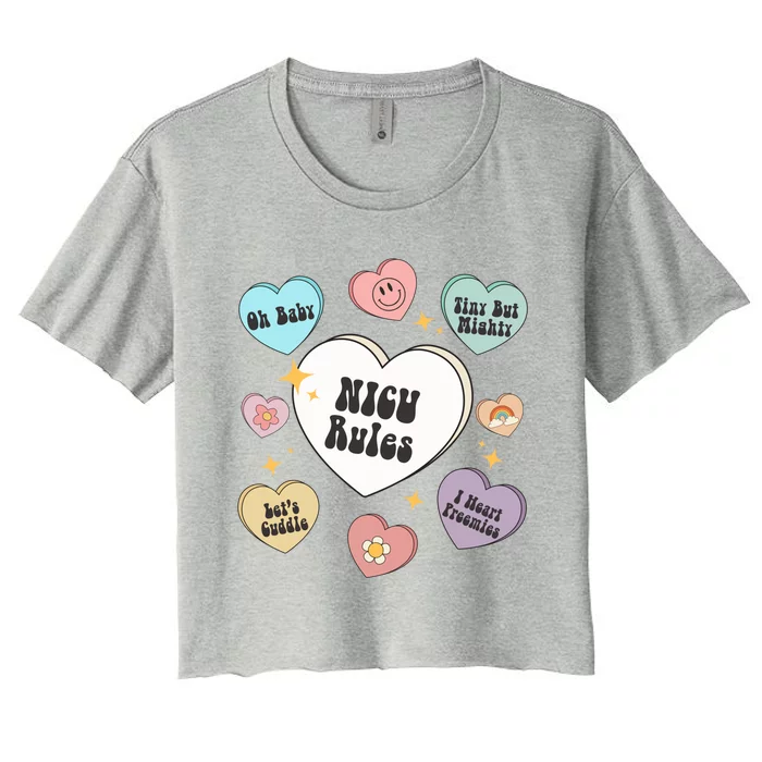 Neonatal Nurse Valentine's Day Heart Candy Nicu Gift Women's Crop Top Tee