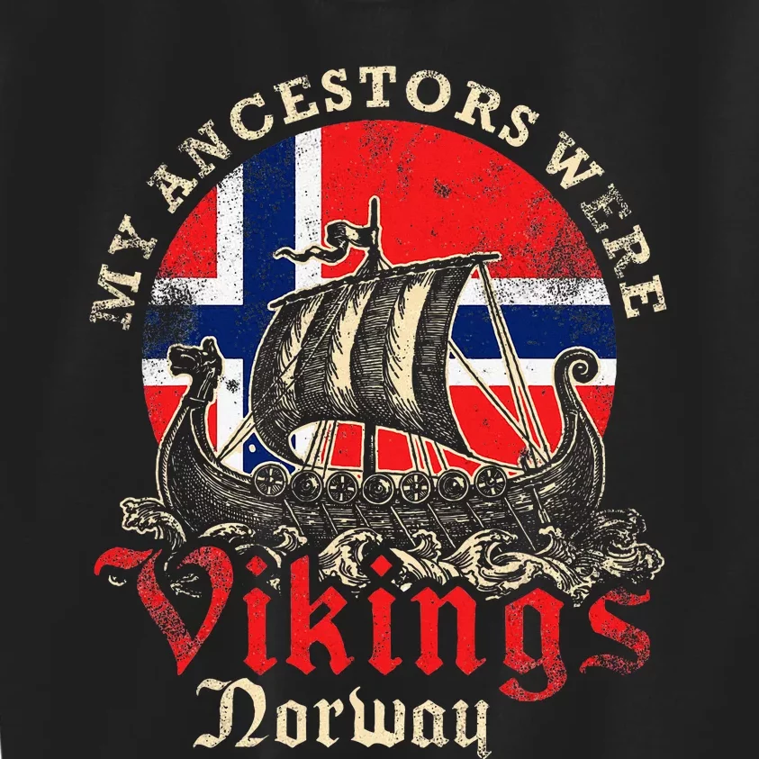 Norwegian Norway Viking Ship Flag Kids Sweatshirt