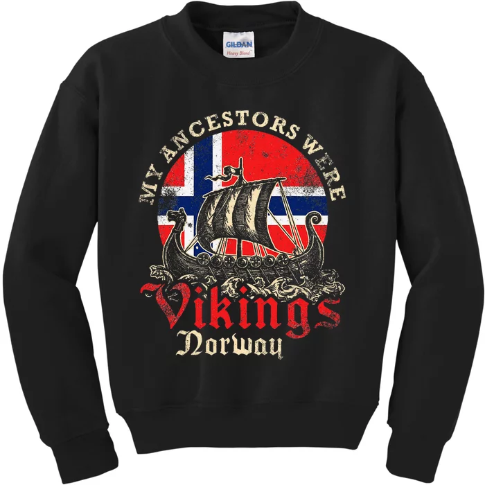 Norwegian Norway Viking Ship Flag Kids Sweatshirt