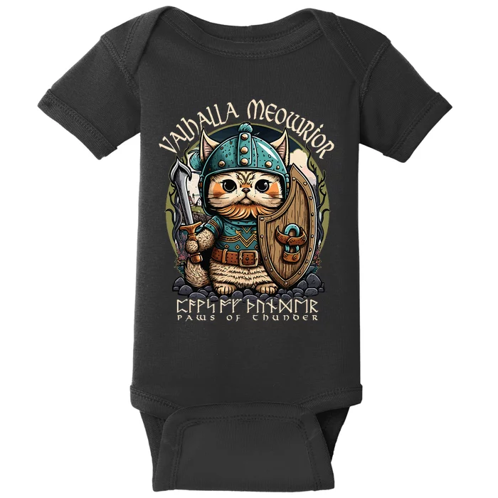 Nordic Norse Viking Cat Warrior Baby Bodysuit