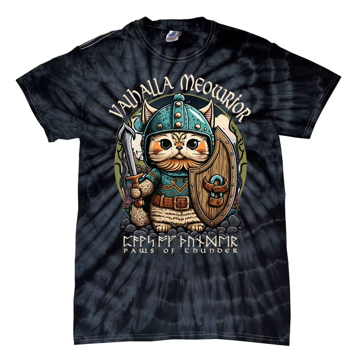 Nordic Norse Viking Cat Warrior Tie-Dye T-Shirt