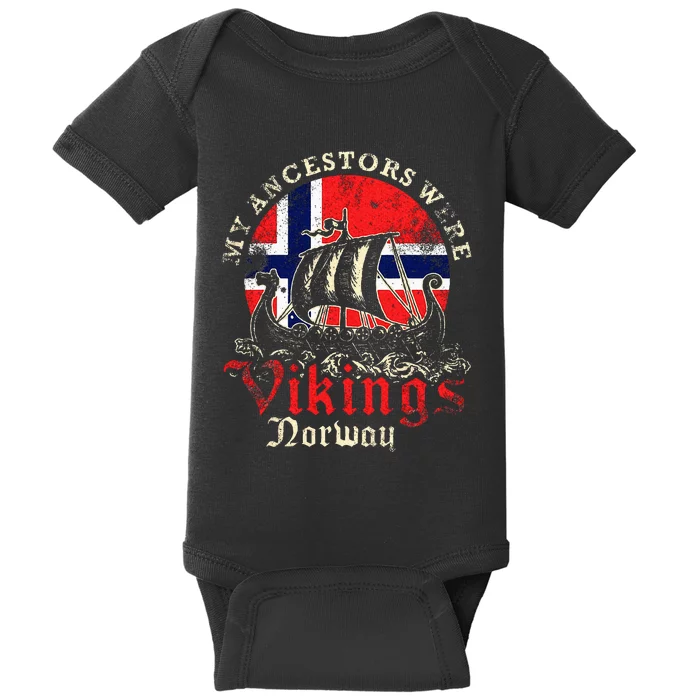 Norwegian Norway Viking Ship Flag Baby Bodysuit