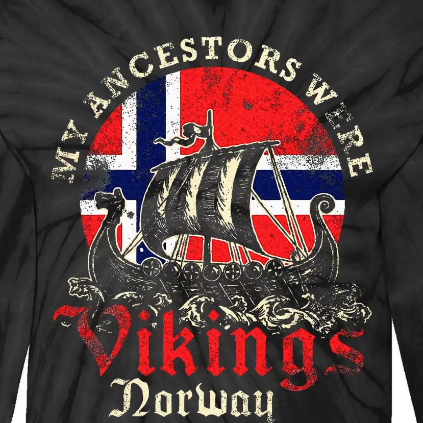 Norwegian Norway Viking Ship Flag Tie-Dye Long Sleeve Shirt