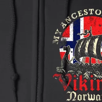 Norwegian Norway Viking Ship Flag Full Zip Hoodie