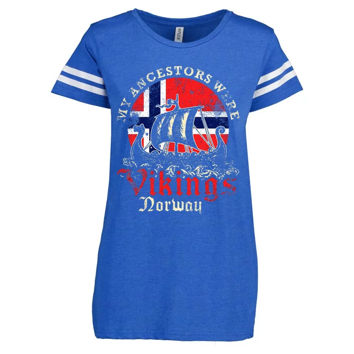 Norwegian Norway Viking Ship Flag Enza Ladies Jersey Football T-Shirt