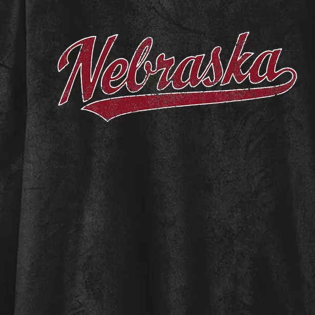 Nebraska NE Vintage Sports Design Retro Script Hooded Wearable Blanket