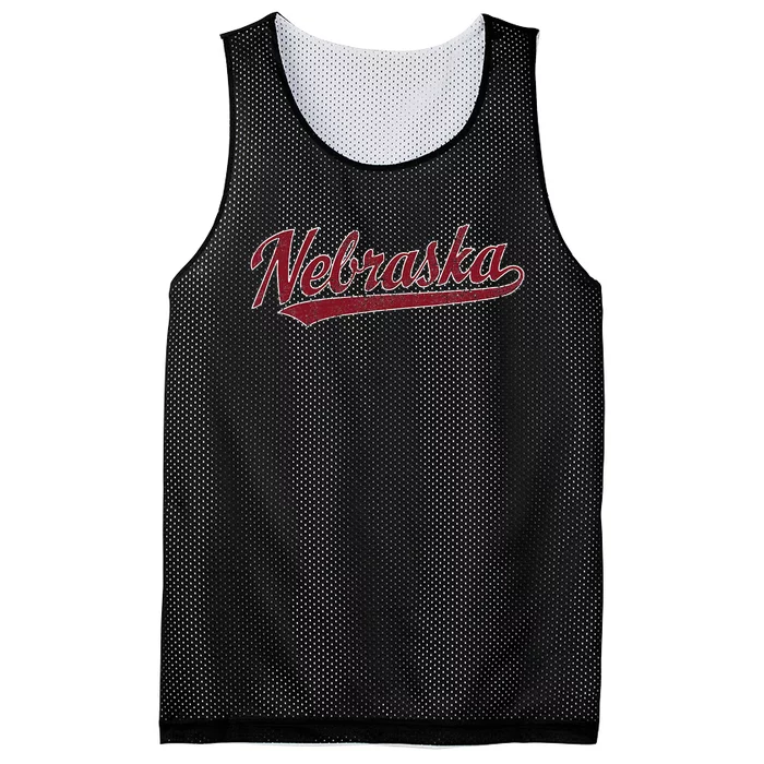 Nebraska NE Vintage Sports Design Retro Script Mesh Reversible Basketball Jersey Tank