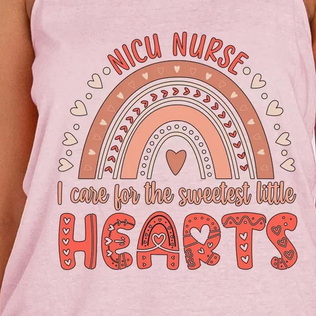 Nicu Nurse Valentine Rainbow Nicu Nursing Valentines Day Gift Women's Knotted Racerback Tank