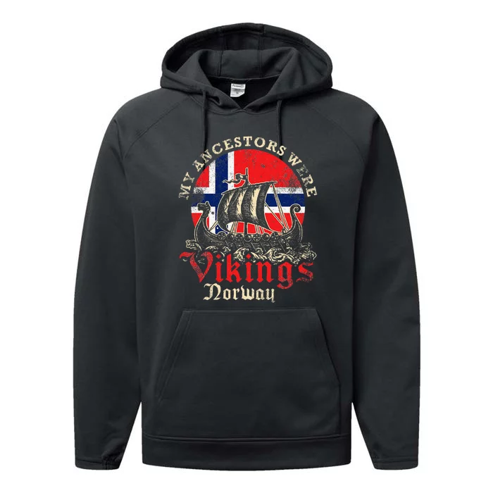 Norwegian Norway Viking Ship Flag Performance Fleece Hoodie