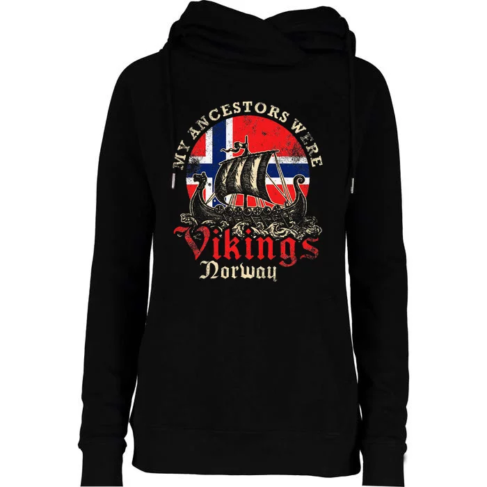 Norwegian Norway Viking Ship Flag Womens Funnel Neck Pullover Hood